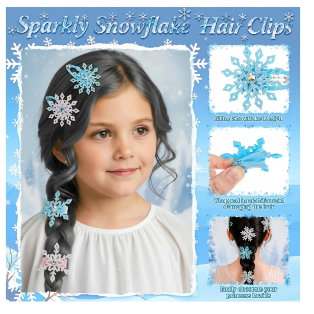 30 Pcs Sparkly Snowflake Hair Clips - Picture 3 of 12